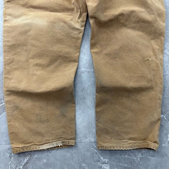 Carhartt Double Knee Pants Mens 46x32 B01 BRN Workwear Made in USA Distressed - Picture 3 of 12